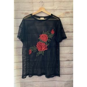 Black Mesh with Rose embroidery 🌹